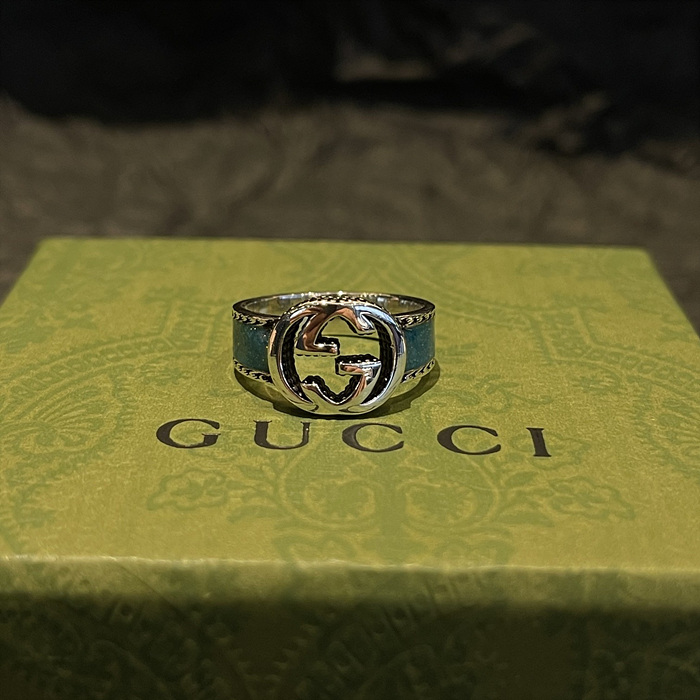 구찌 gucci 인터로킹 더블 G 그린 반지