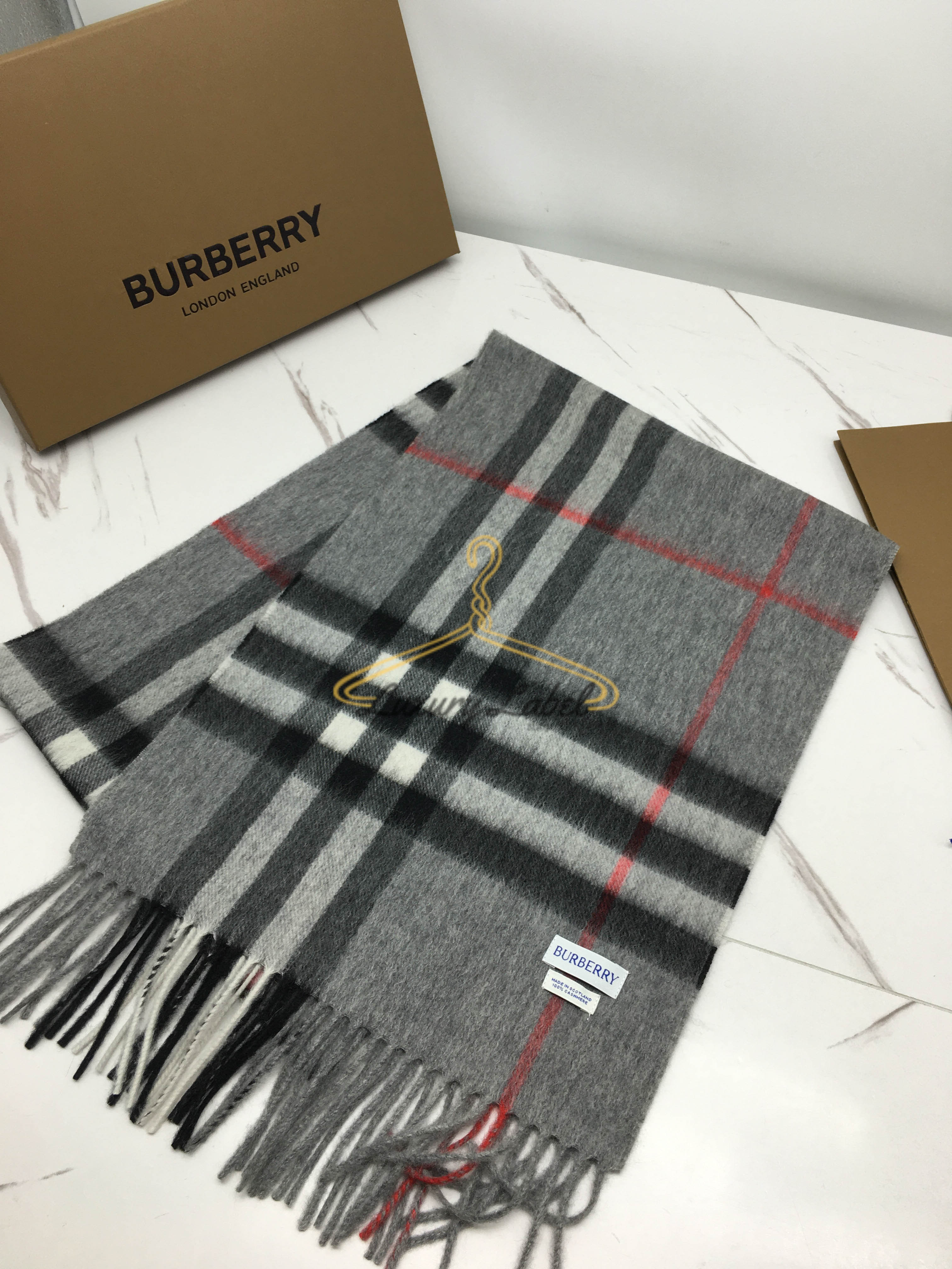 버버리 캐시미어 체크 머플러