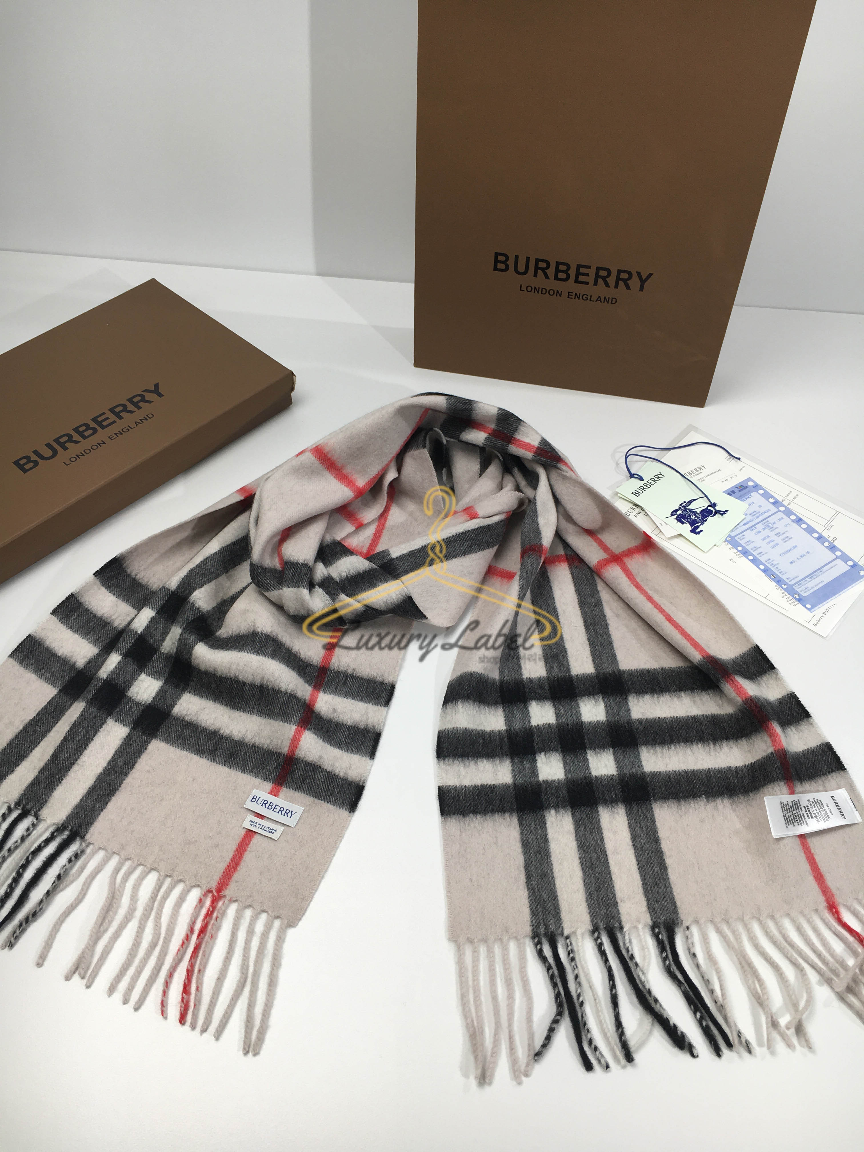 버버리 캐시미어 체크 머플러