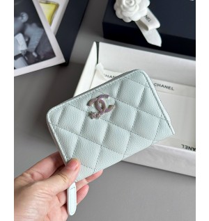 샤넬 25B CC 별 로고 캐비어 지퍼 카드지갑 (컬러 스카이블루)