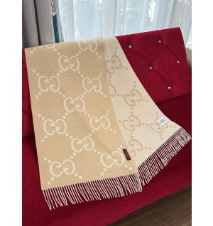 구찌 캐시미어 자카드 머플러 (컬러 베이지)