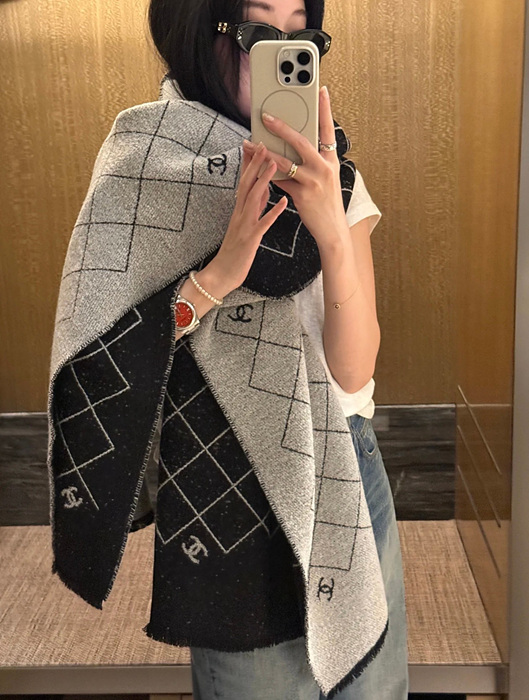 샤넬 CC 퀼팅 울 머플러