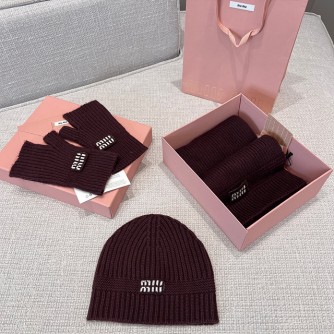 미우미우 로고 니트 비니 / 장갑 / 머플러