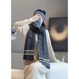 디올 오블리크 로고 니트 비니 & 머플러