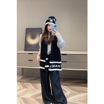 샤넬 코코 로고 니트 비니 & 머플러