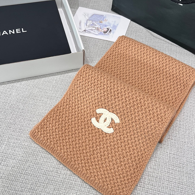샤넬 CC 로고 와플 캐시미어 비니 & 머플러