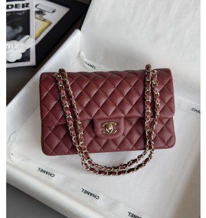 샤넬 클래식 캐비어 미디움 25.5cm (컬러 버건디)