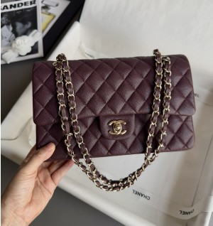 샤넬 클래식 캐비어 미디움 25.5cm (컬러 딥버건디)