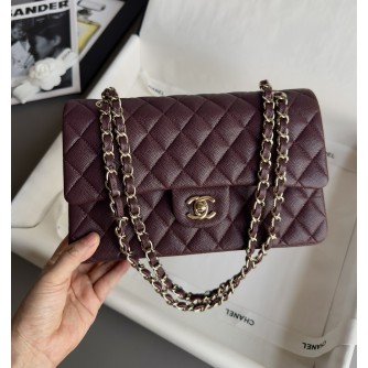 샤넬 클래식 캐비어 미디움 25.5cm (컬러 딥버건디)